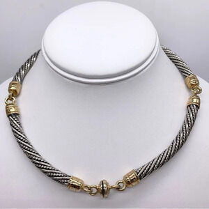 Stocko Vintage Twisted Rope Jeweled Snap Clasp Necklace
